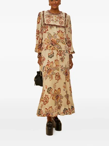 Fustă midi Farm Rio cu model floral cu imagine până la genunchi