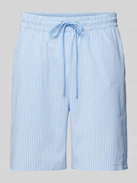 Szorty z dzianiny dresowej o kroju regular fit z detalem z logo model ‘RATON’ Pegador niebieskie