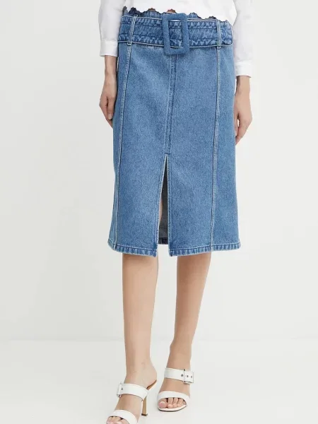 Patou fustă jeans midi evazati albastru