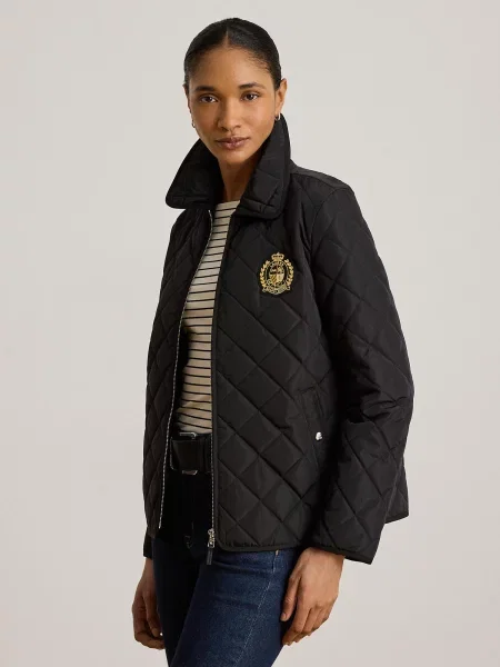 Lauren Ralph Lauren Prechodná bunda zlatá žltá / tmavočervená biela čierna