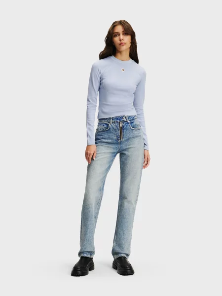 Прямі джинси Karl Lagerfeld Jeans бавовна/еластан блакитний