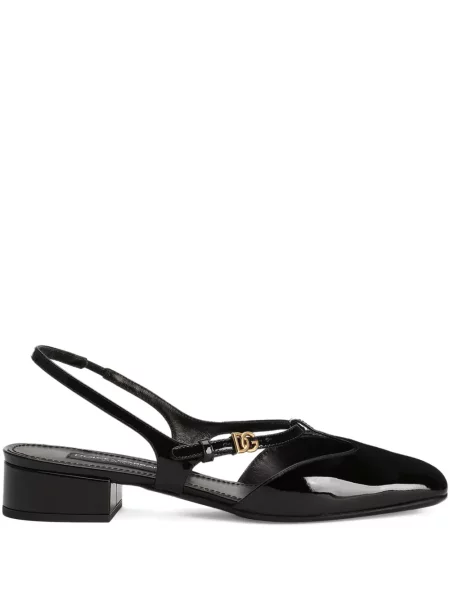 Pantofi cu toc Dolce & Gabbana din piele de lac slingback negru