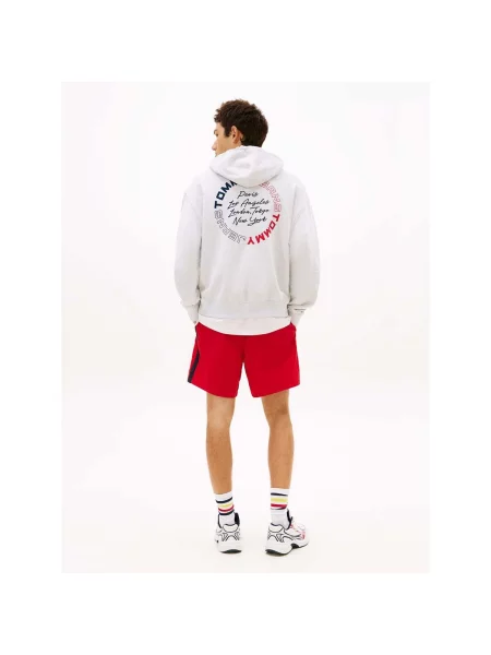 Tommy Jeans Mikina tmavomodrá / svetlosivá / červená sivá