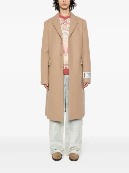 Vilnonis vienakrūtis paltas Acne Studios ruda