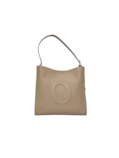 Torebka skórzana Orciani skórzana do kolan bez fiszbin beżowa