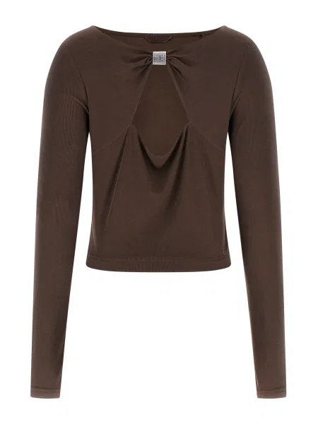 GUESS Tričko MILENA tmavě hnědá