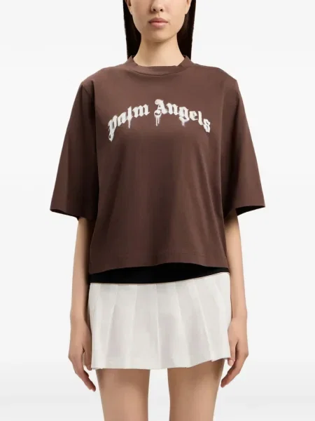 Tricou Palm Angels cu autograf maro