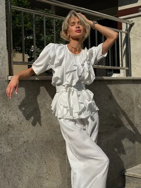 Блуза Jadone Fashion Tia_milk молочний льон/поліестер