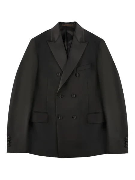 Sacou Slowear de lână cu buzunare cu clapetă negru