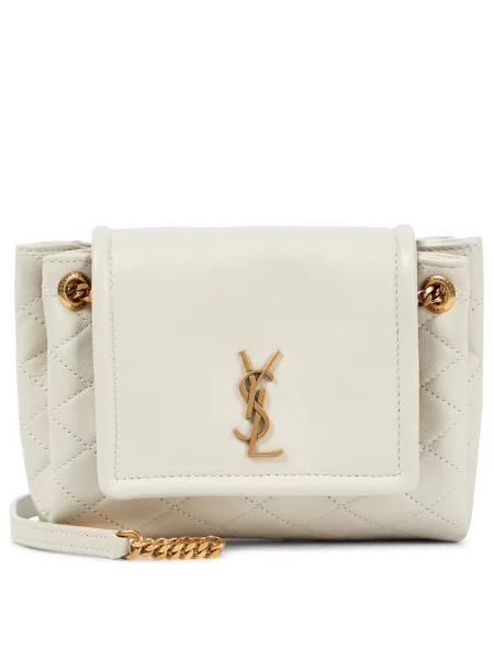 Geanta de piele Saint Laurent din piele alb