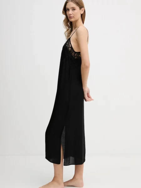 Атласная ночная рубашка Boss черная