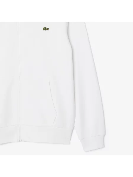 Lacoste Bluza Polarowa Classic Fit Zapinana Na Błyskawiczny biały