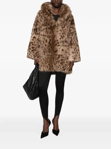 Kaput Cenere Gb s kapuljačom s printom s leopard uzorkom smeđa