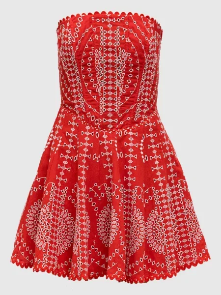 Сукня Clem з льоном з вишивкою бродері Charo Ruiz червона