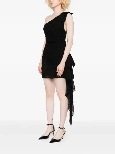 Rochie Alessandra Rich cu buline cu volane de costum negru