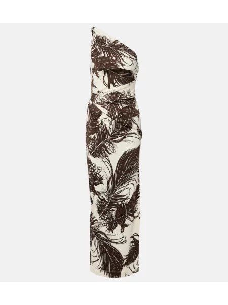 Jersey maxi obleka Oscar De La Renta s potiskom enoramna bela
