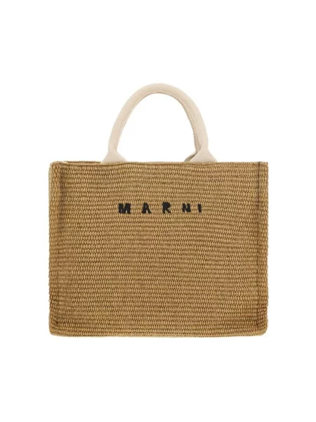 Torba plażowa Marni pleciona brązowa