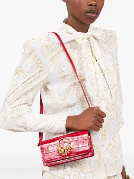 Mini taška Roberto Cavalli s tygřím vzorem červená