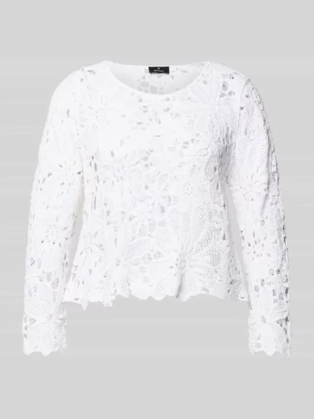 Koszulka z dzianiny z szydełkową koronką model Cornelly' Monari biała