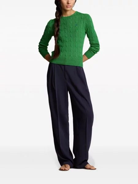 Gėlėtos raštuotos lininiai polo marškinėliai Polo Ralph Lauren balta