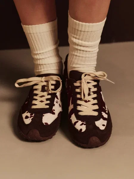 Hoff BRIDGE COW PRINT BROWN маратонки дамски от кожа кафяво