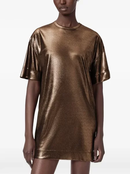 Rochie mini Allsaints scurtă de costum maro