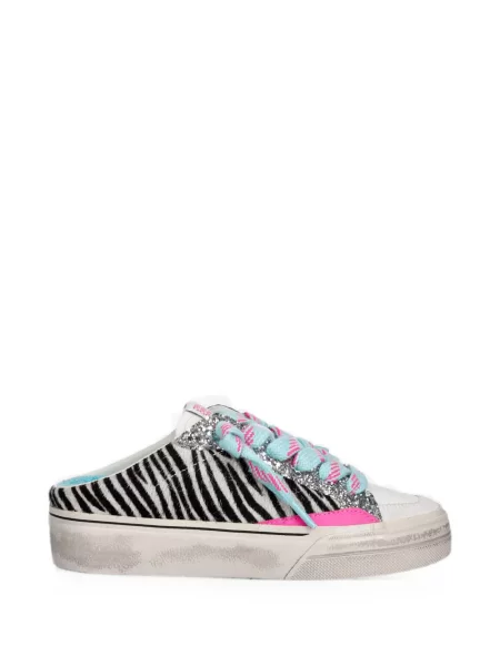 Sneakerși Crime London cu imagine cu model zebră alb