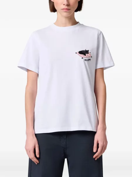 Tricou Msgm cu broderie alb