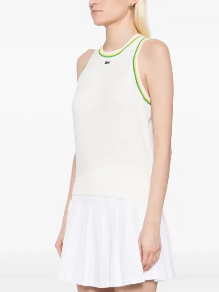 Top Lacoste din jerseu alb