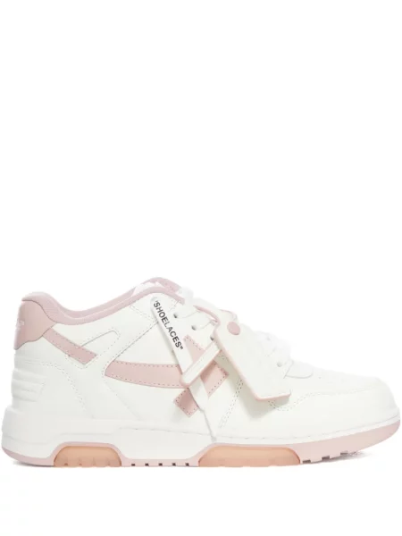 Sneakerși Off-white cu șireturi din piele alb