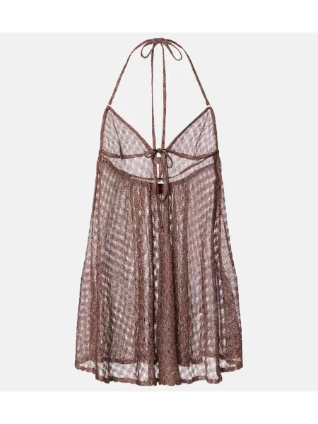 Rochie Missoni tricotate cu gât halter maro