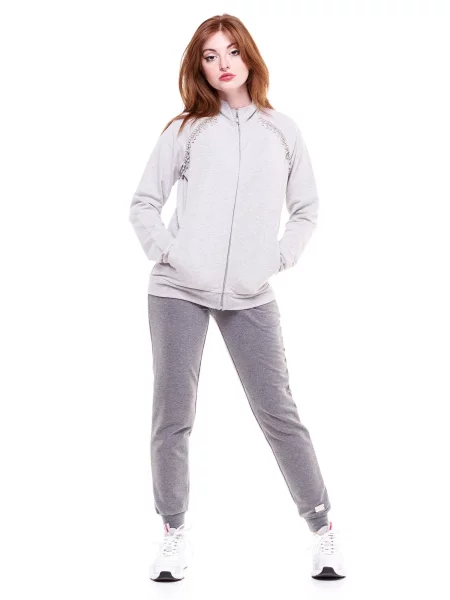 Bluza z z pełny błyskawiczny na co dzień szara