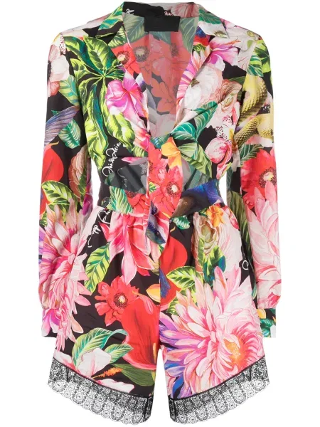 Salopetă Philipp Plein cu model floral din dantelă verde