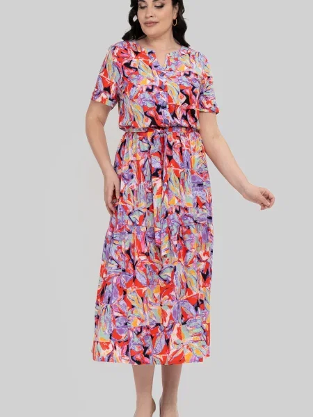 Сукня міді All Posa віскоза/модал рожевий