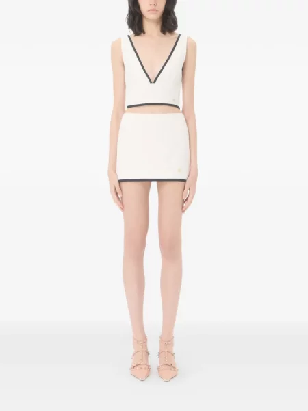Top Valentino Garavani din tweed alb