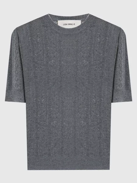 Топ Nika з кашеміром у візерунок Lisa Yang сірий
