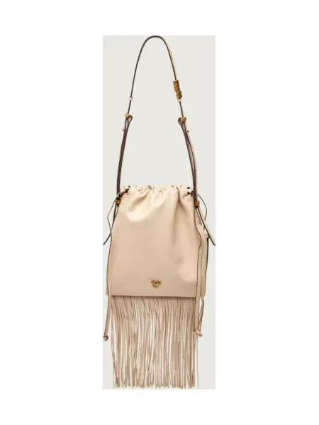Pinko De piele geantă tip sac SLOUCHY MINI bej