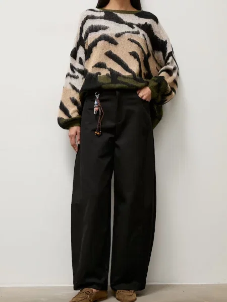 Answear.LAB pantaloni wide leg pentru femei cu negru