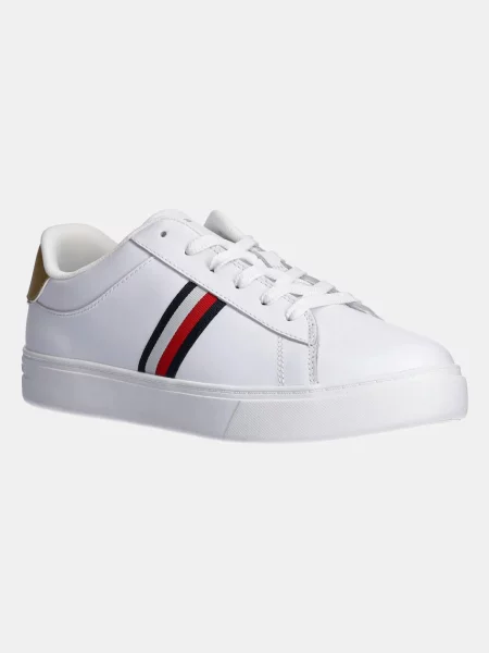 Кожени маратонки Tommy Hilfiger ESSENTIAL COURT SNEAKER STRPS бяло