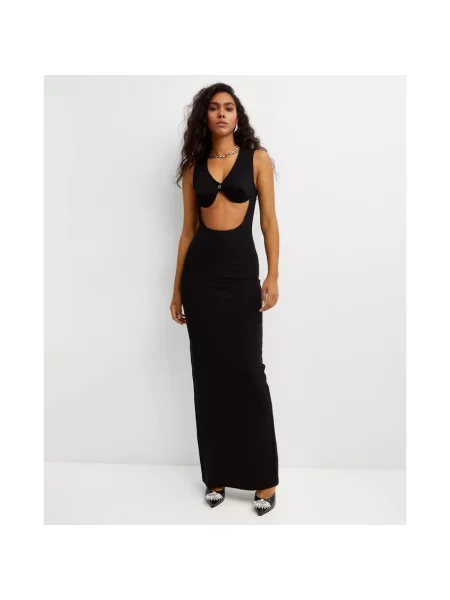 Sukienka maxi Jean Paul Gaultier biznesowa czarna