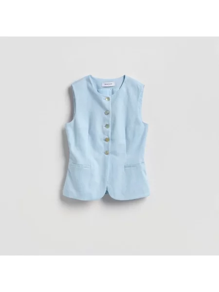 Reserved Жилет з льоном блідо-блакитний блакитний