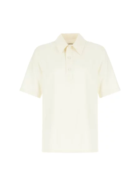 Koszulka polo Jil Sander wełniana biała