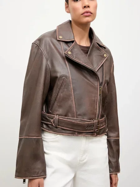 Шкіряна куртка Answear.LAB демісезонна коричневий