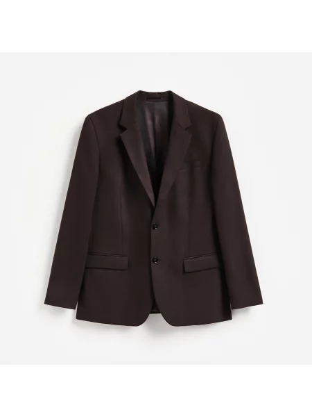 Reserved Slim fit sako s viskózou tmavě hnědá