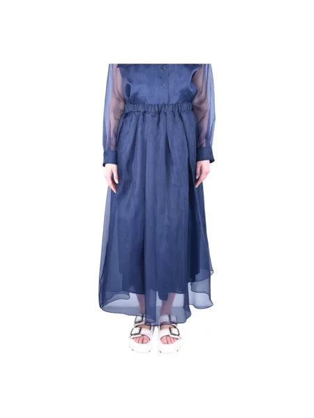 Weekend Max Mara Spódnice Kobieta Niebieski Plisowana Spódnica Maxi granatowa