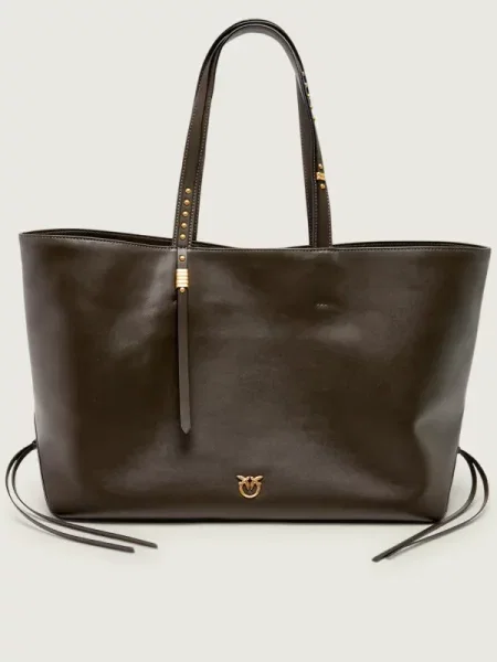 Pinko De piele geantă shopper CABAS CLASSIC gri