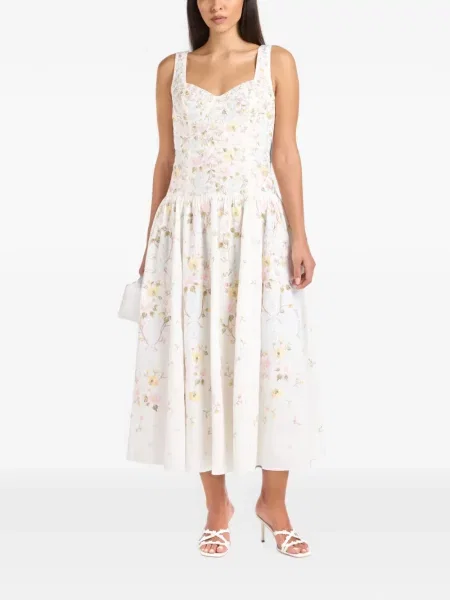 Rochie midi Needle & Thread fără mâneci alb