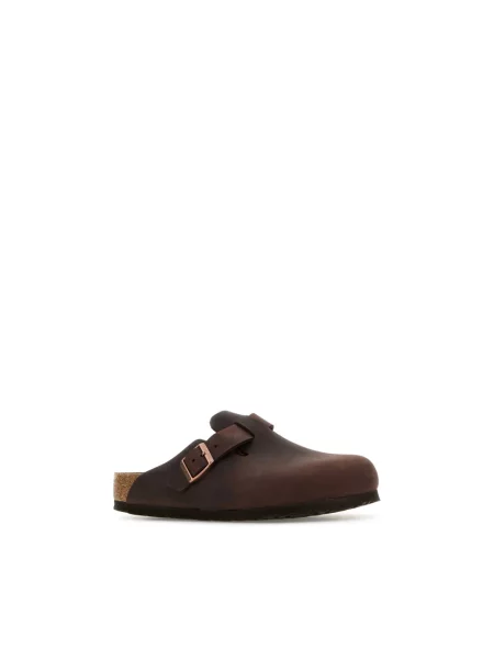 Klapki Birkenstock skórzane brązowe