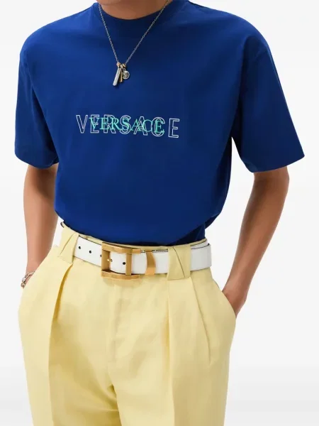 Tricou Versace din jerseu cu autograf albastru