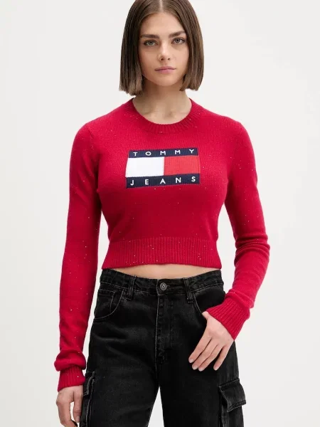 Tommy Jeans sweter bordowy niebieski